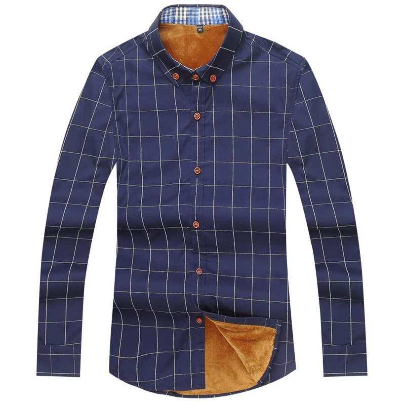 Новинка 2017 стильная зимняя мужская хлопковая плотная рубашка с длинным рукавом