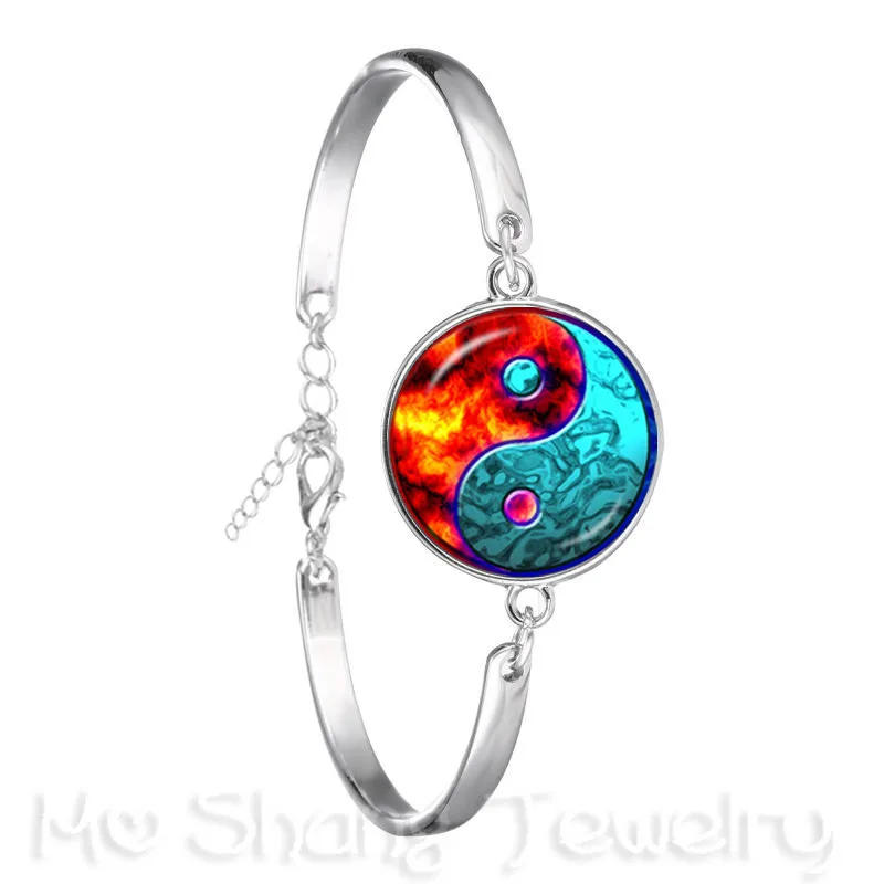 Два глаза черный и белый Символ браслет цепочка Инь Ян 18 мм стеклянный купол