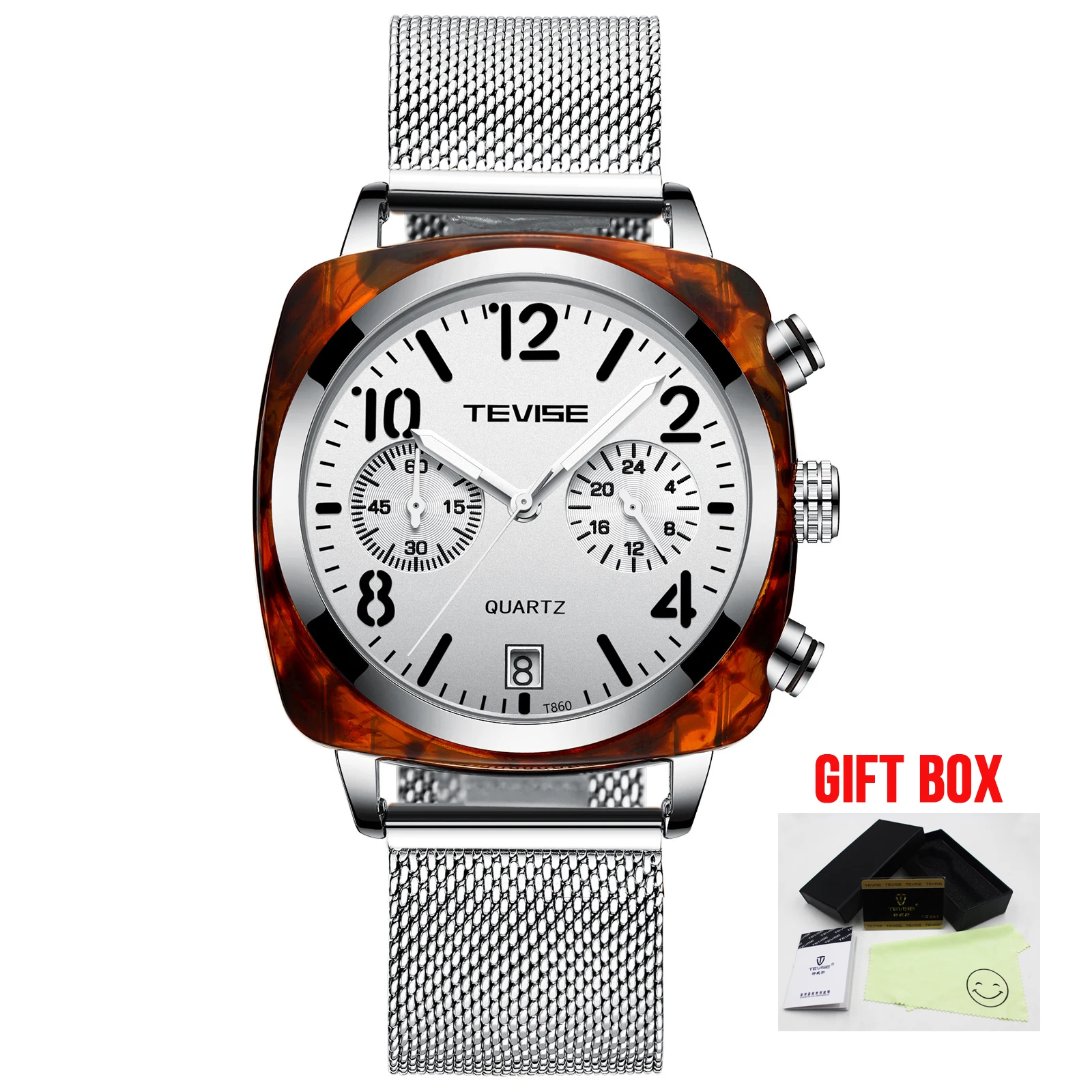 alloy silver Tevise механические часы для мужчин Relogio Automatico Masculino мужские часы Бизнес водонепроницаемые наручные часы Мужские часы Montre Homme - Цвет: alloy silver