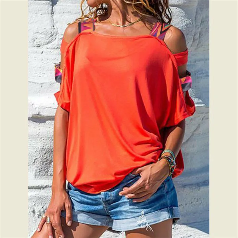 Летние футболки 2019 Повседневная футболка сексуальные топы с открытыми плечами