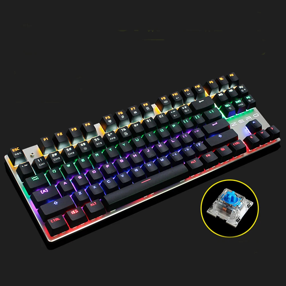 Механическая клавиатура с нулевым покрытием 87/104 синяя красная черная подсветкой