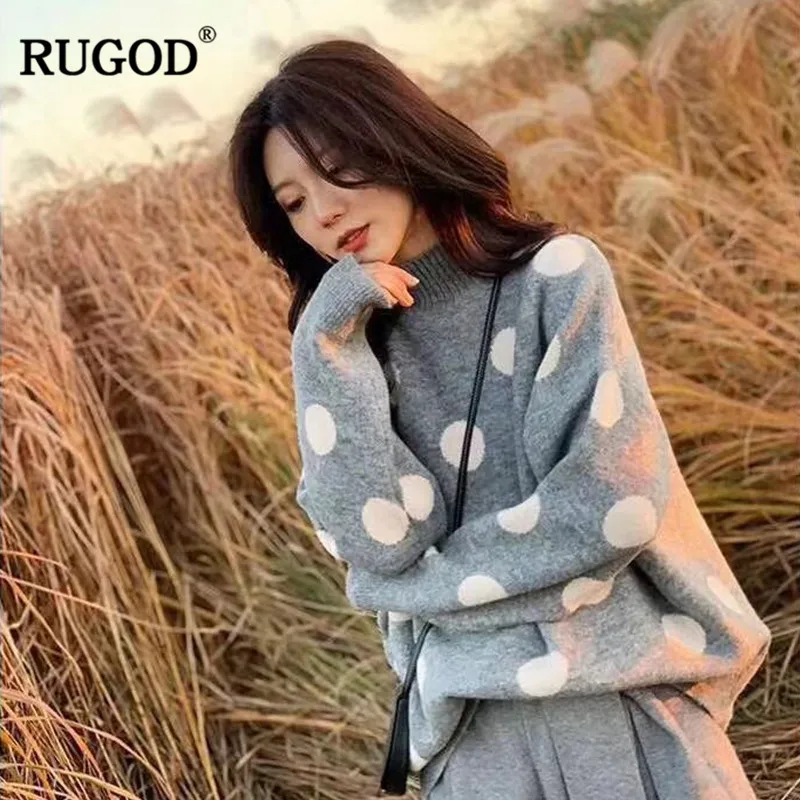 RUGOD/осенне-зимний женский свитер в горошек повседневные длинные женские пуловеры