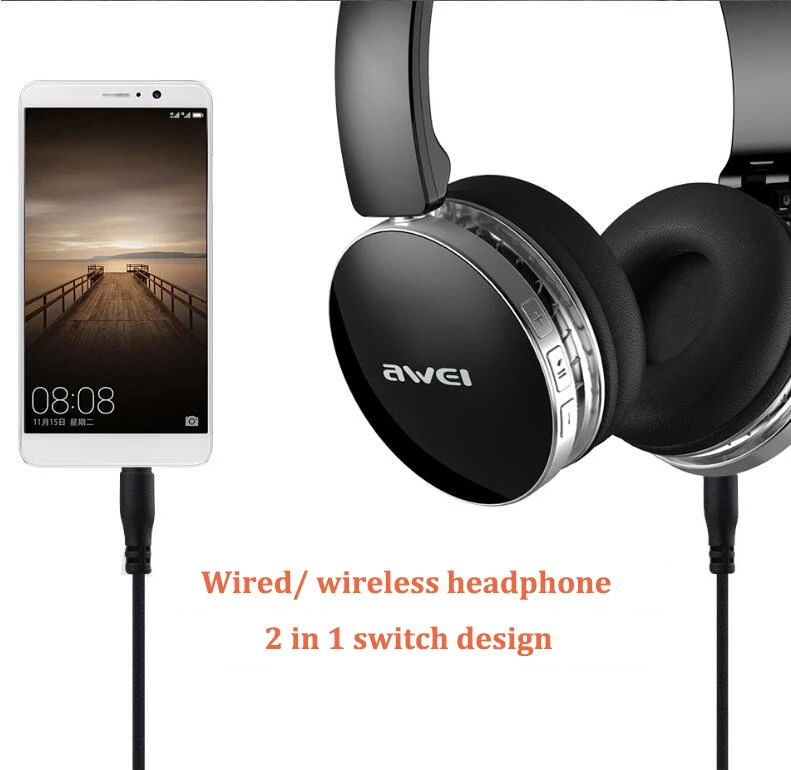 DRXENN AWei A500BL портативный складной беспроводной Bluetooth стерео Hi-Fi наушники Спортивная шумоподавляющая гарнитура с микрофоном