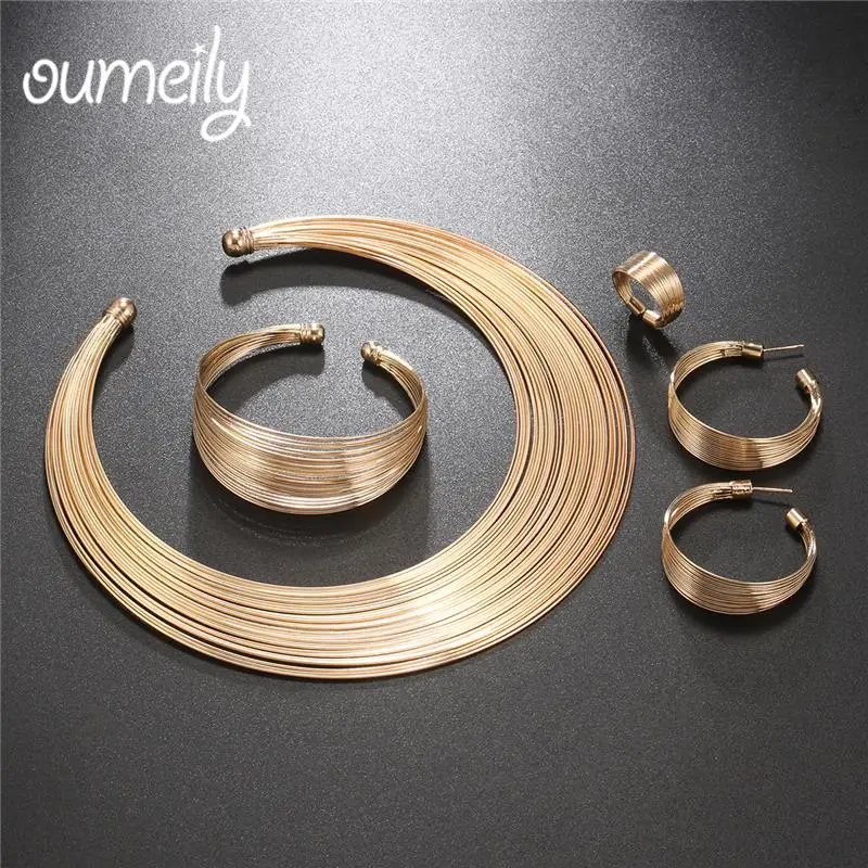 Женский комплект украшений OUMEILY ювелирных изделий из африканских бусин золотого