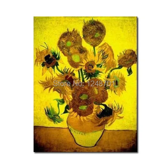 

Hand Painted famous oil paintings van gogh sunflower oil painting wall art decoration high quality on discount presents gift