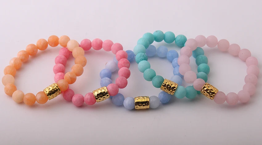 Fashion Stones Stretch bracelets Beautiful Summer Color Natural Stone Bracelet bangle |