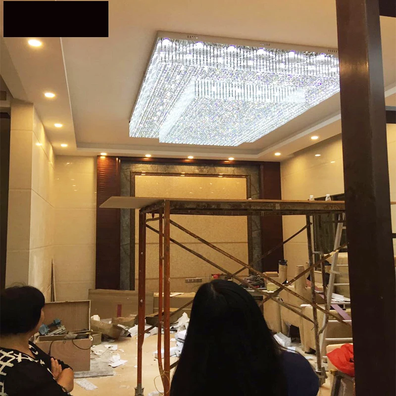 Прямоугольная хрустальная лампа большие проектные светильники индивидуальное