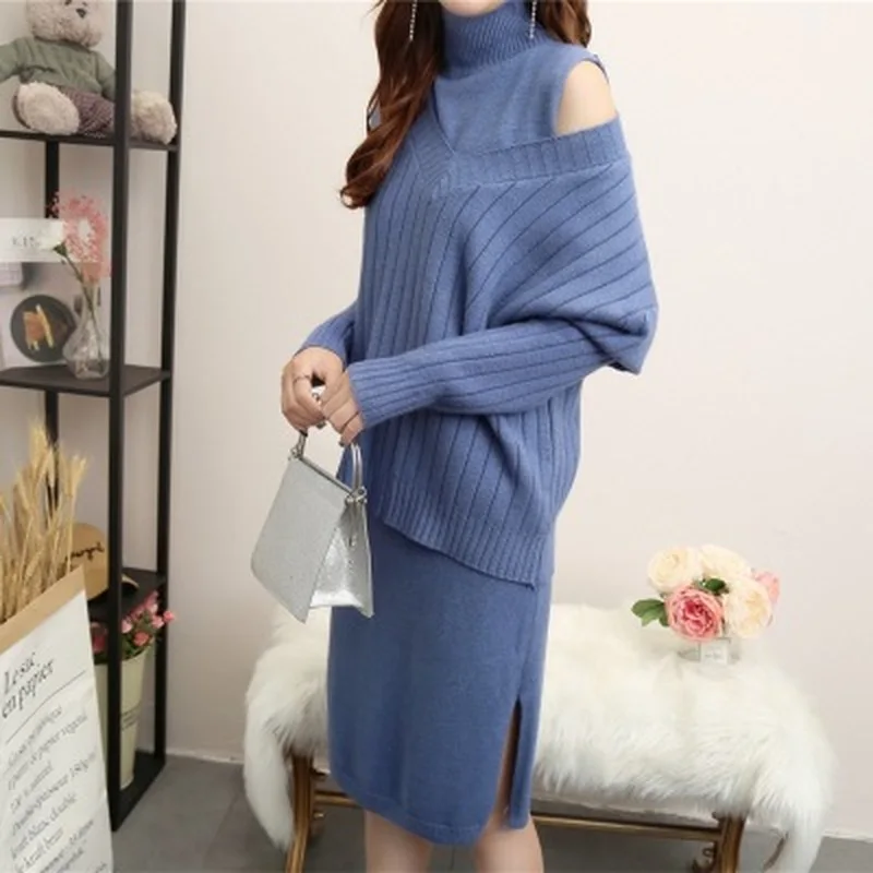 2 шт./компл. трикотажные свитера с высоким воротом для беременных платье 2018 осень