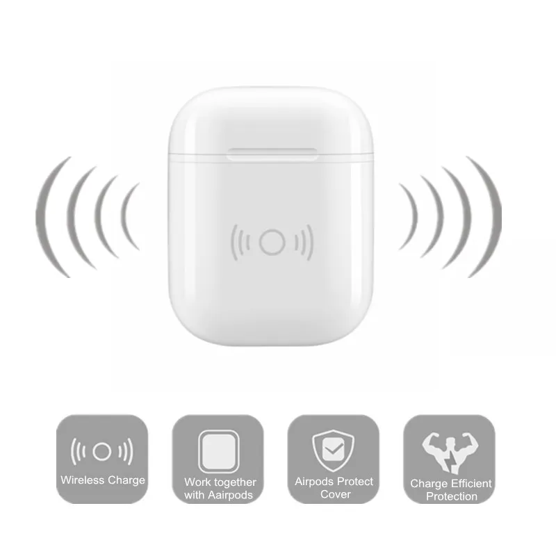 Чехол для беспроводной зарядки для Airpods QI Стандартный чехол для беспроводного зарядного приемника совместим с любыми беспроводными зарядными устройствами