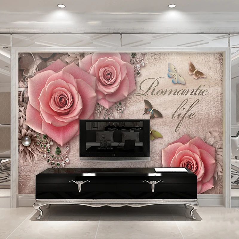 3D стереоскопический фон в стиле ретро с изображением бабочки розы алмазов