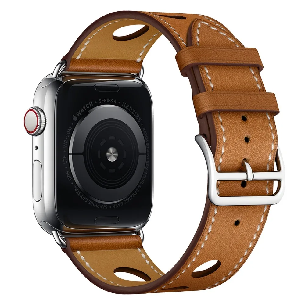 Классический полый кожаный ремешок для Apple Watch 38 мм 42 браслет iWatch 40 44 серии 1 2 3 4 5