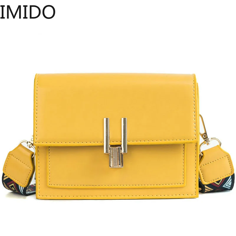 IMIDO новинка модная однотонная женская сумка через плечо с клапаном высокое
