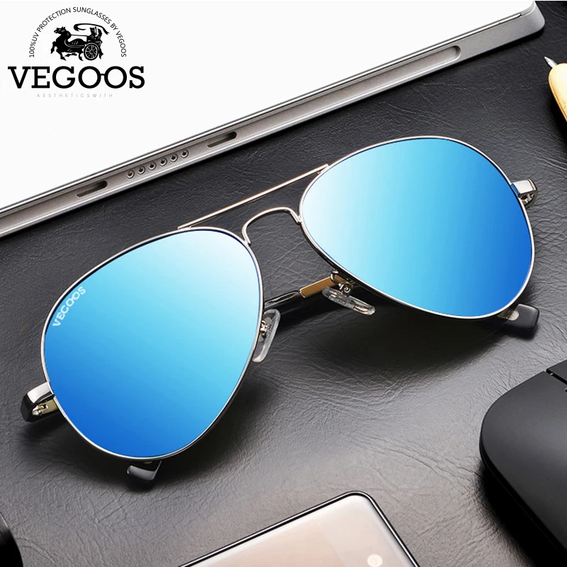 

VEGOOS Classic Aviation Mirrored Sunglasses Men Polarized UV400 Protection Metal Frame Pilot Sun Glasses for Driving Fishing