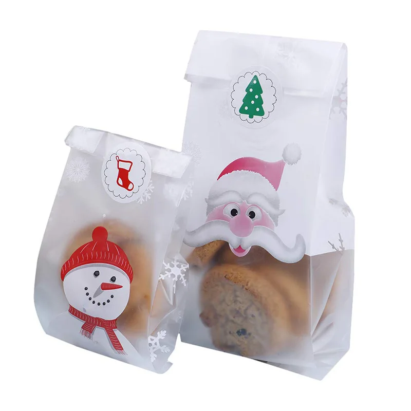 

5pcs winter Santa Claus Snowman snowflake Cookie Bakery Candy Biscuit chocolate Bag Gift Wrapping Christmas decoration favor