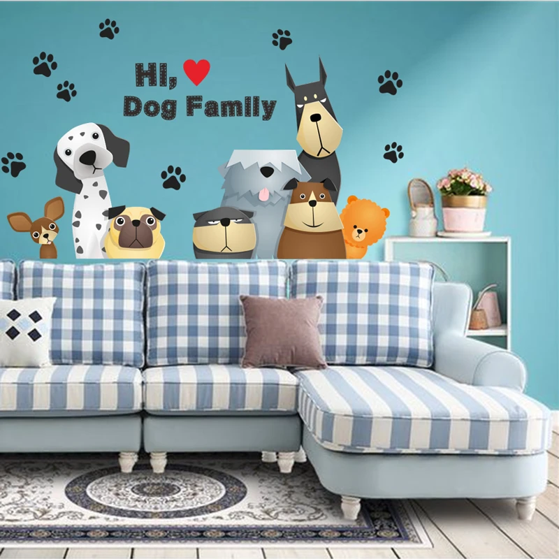 

cartoon dogs paw wall decals for kids rooms car door home decor pvc animal wall stickers diy poster mural art decorations