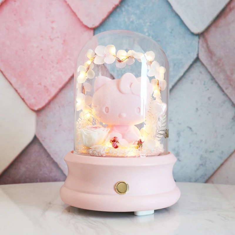 Японский hello kitty Presrved свежий цветок Bluetooth беспроводной динамик розовый в любовь музыкальная шкатулка Ночник светильник подарок на день рождения