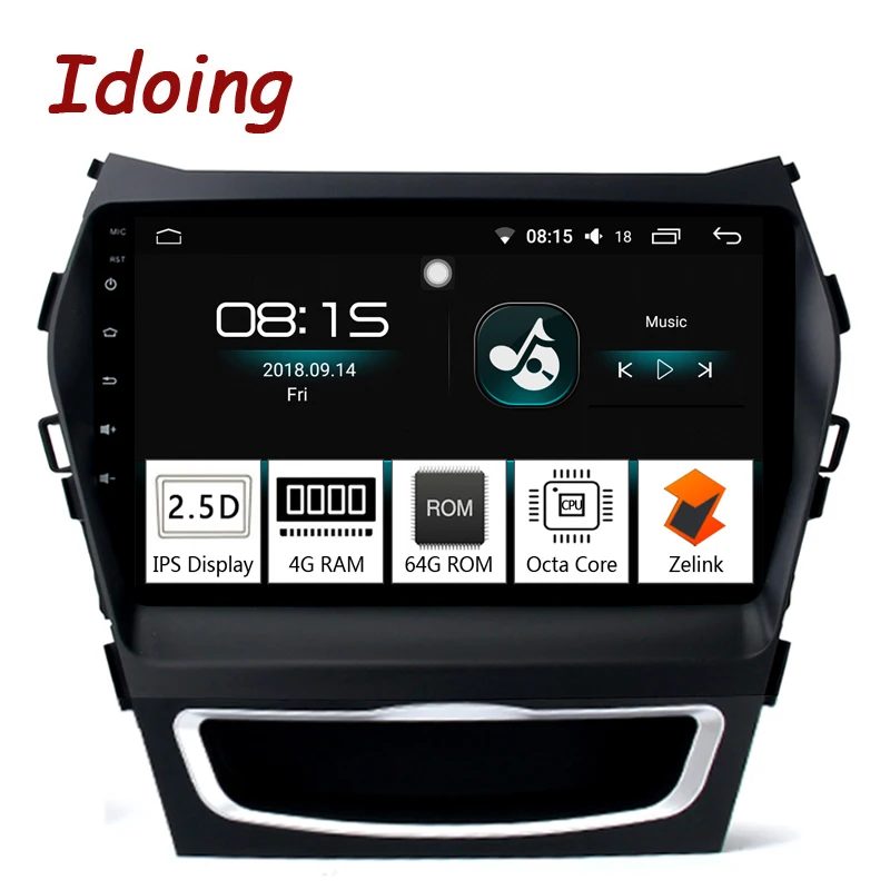 Idoing " 4G ram 64G rom 2.5D ips 8 ядерный автомобильный Android 8,0 радио плеер подходит для hyundai IX45- Встроенный gps навигация ГЛОНАСС