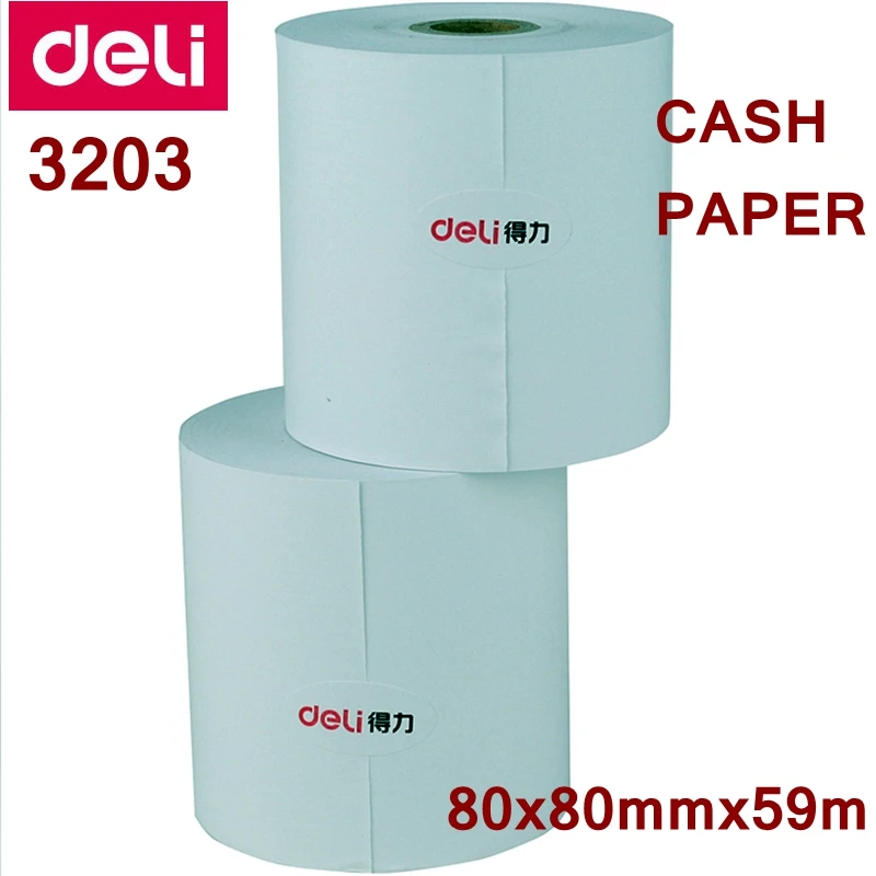 2 рулона/лот Deli 3203 кассовый аппарат рулон бумаги 80x80mmx59m термальная бумага