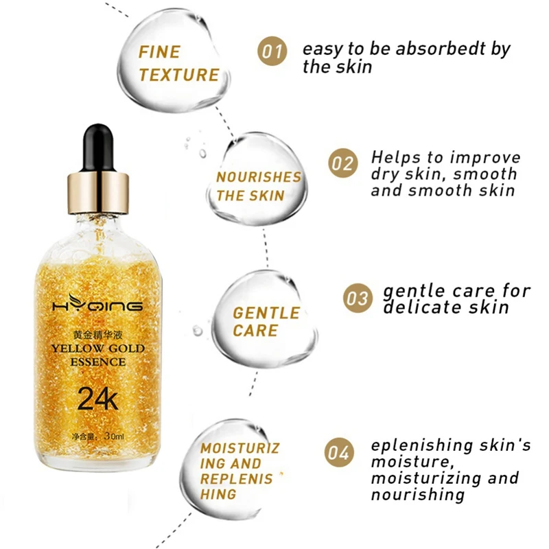 24K Gold Hyaluronic Acid Essence Replenishment Moisturize Shrink Pore Brighten Skin Care Lift Firming Anti-wrinkle | Красота и