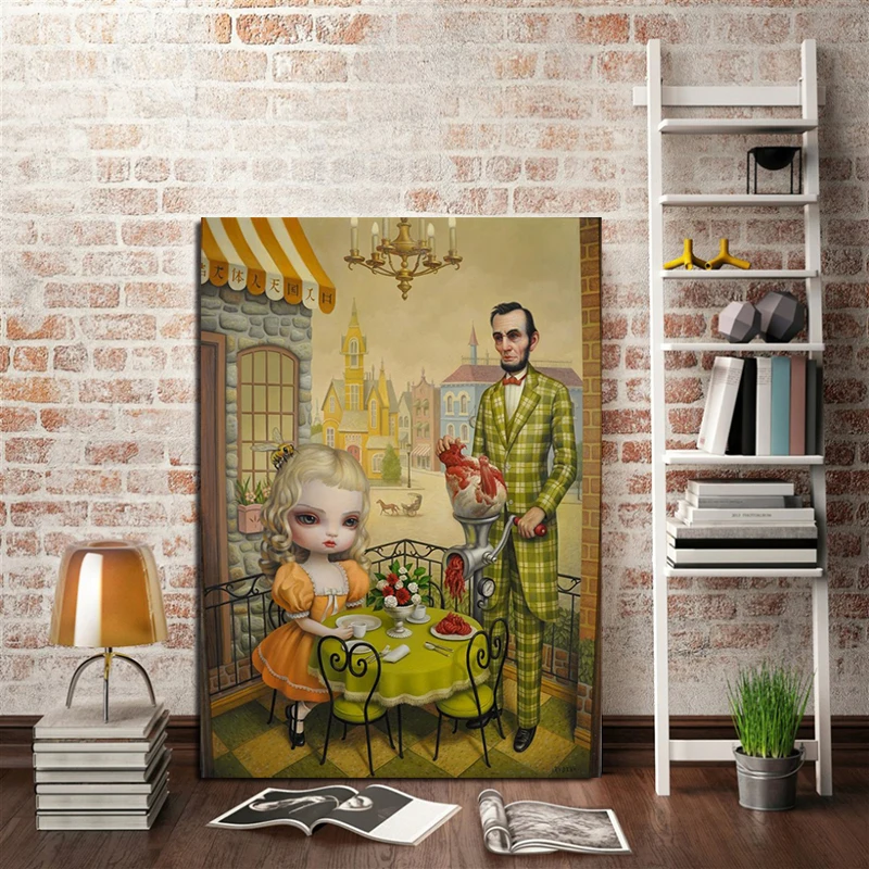 Mark Ryden Abe Lincolnes шлифовальное мясо для обеда HD холст картина печать спальня
