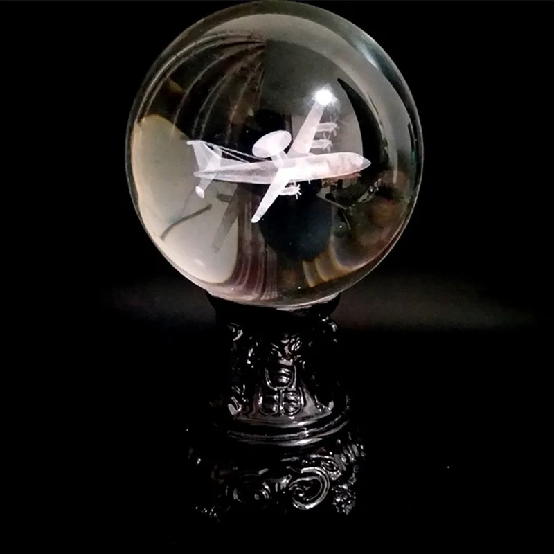 80/100 мм 3D лазерная гравировка модель самолета K9 хрустальный шар для украшения