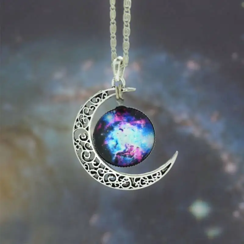 Автомобиль украшения в виде кристаллов Cosmic Star Moon время драгоценный камень кулон Цепочки и ожерелья высокого класса Игристые Свадебные украшения