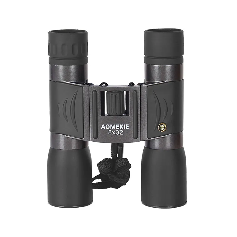 8X32 Binculars HD Оптическое стекло FMC объектив Открытый наблюдения за птицами охотничий телескоп складной компактный размер металлическая рамка - Цвет: Черный