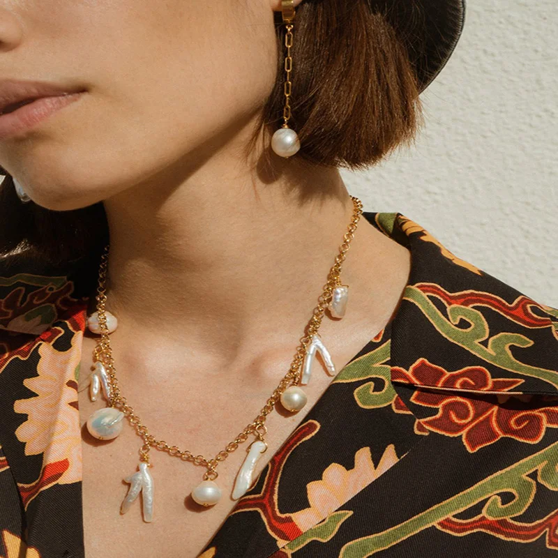 Набор из ожерелья и браслета с пресноводным жемчугом новинка 2019 модная