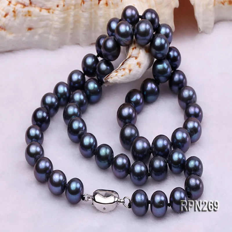 Комплект ювелирных изделий из ожерелья с жемчугом AAA черного и синего цвета