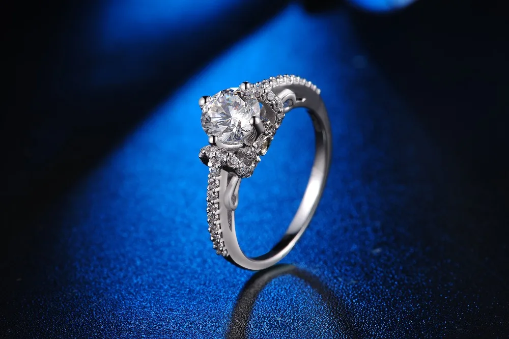 Новое кольцо 1Ct элегантное Стерлинговое Серебро 18 K белое золото покрытое
