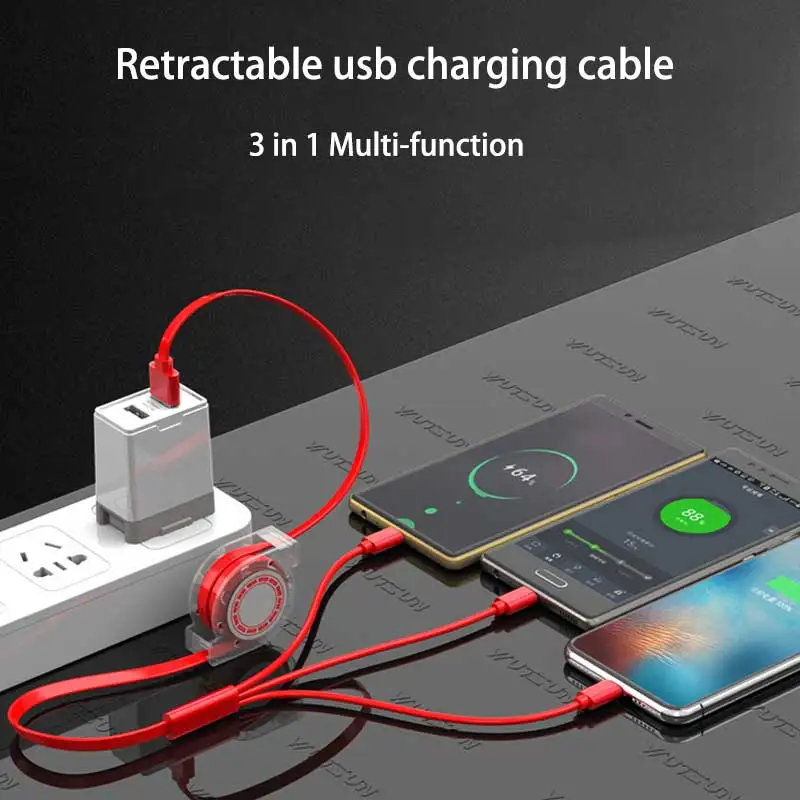 Usb кабель для зарядки samsung huawei все-в-одном выдвижной кабель для xiaomi Портативный micro type-c кабель для быстрой зарядки