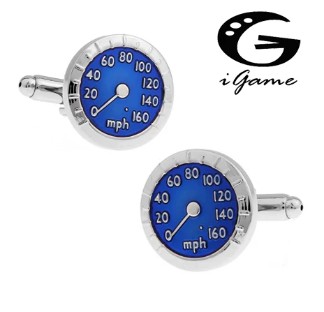 

New Arrival High Quality Gift for Men Designer Cuff links Copper Material Blue Speedometer Design Enamel CuffLinks Free Shipping