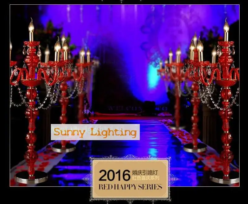 Red led candlestick wedding floor lamp candelabra candle holders vintage Home Decor crystal table E14 stand | Лампы и освещение