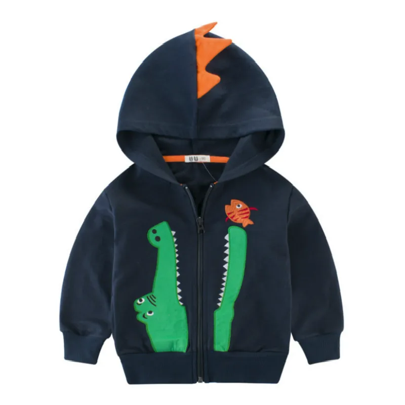 Boy Coats Children's Cartoon Casual Hooded Crocodile Kids Outerwear Zipper Cotton 2-7T Jackets for Boys Spring Coat |