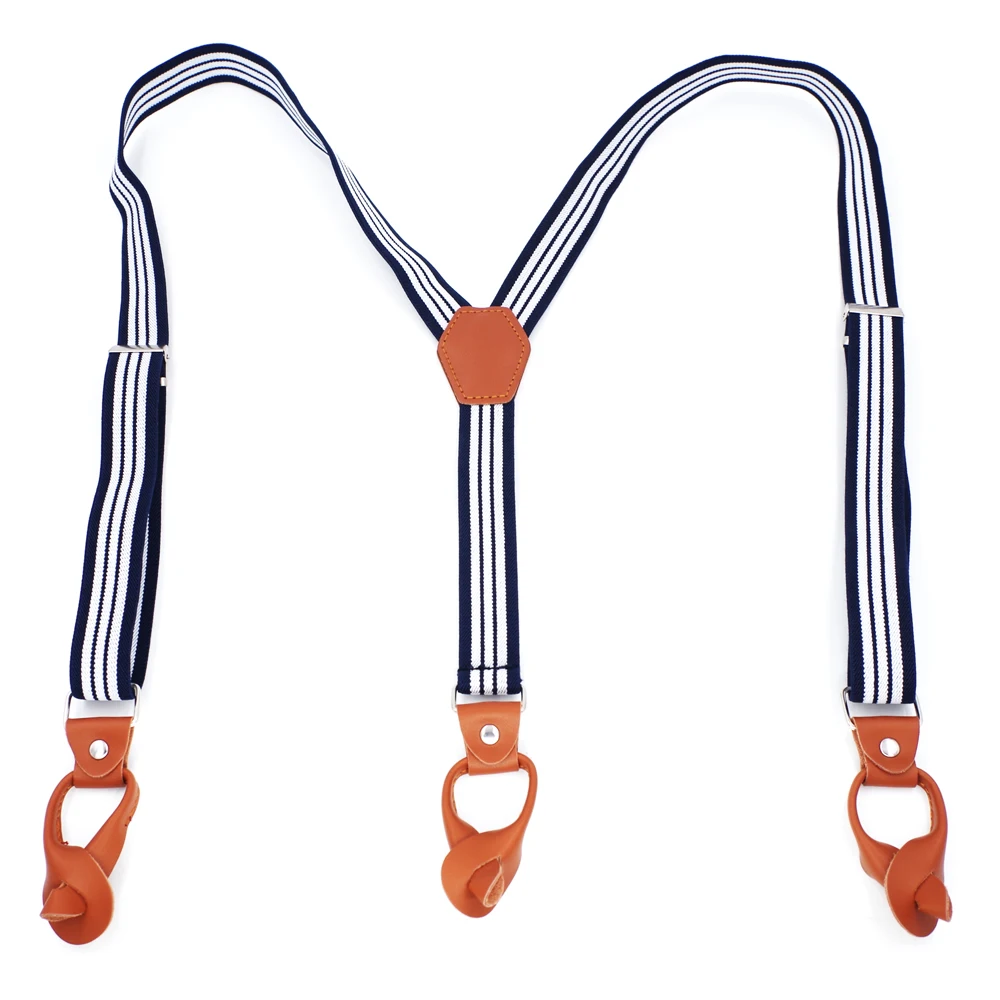 Мужские подтяжки из искусственной кожи регулируемые эластичные с пуговицами для