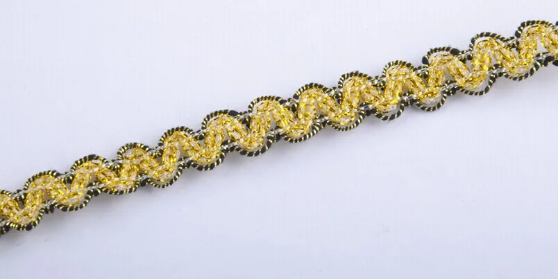 40 ярдов плетеная Золотая Черная кружевная ткань необычная декорированная