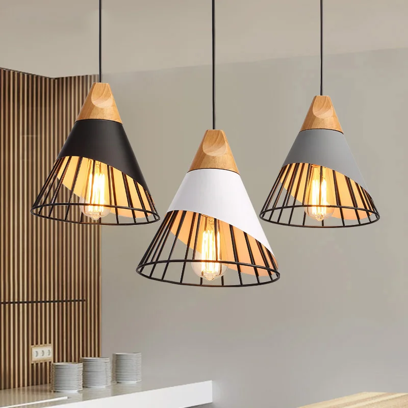 Современный минималистичный Деревянный алюминиевый подвесной светильник