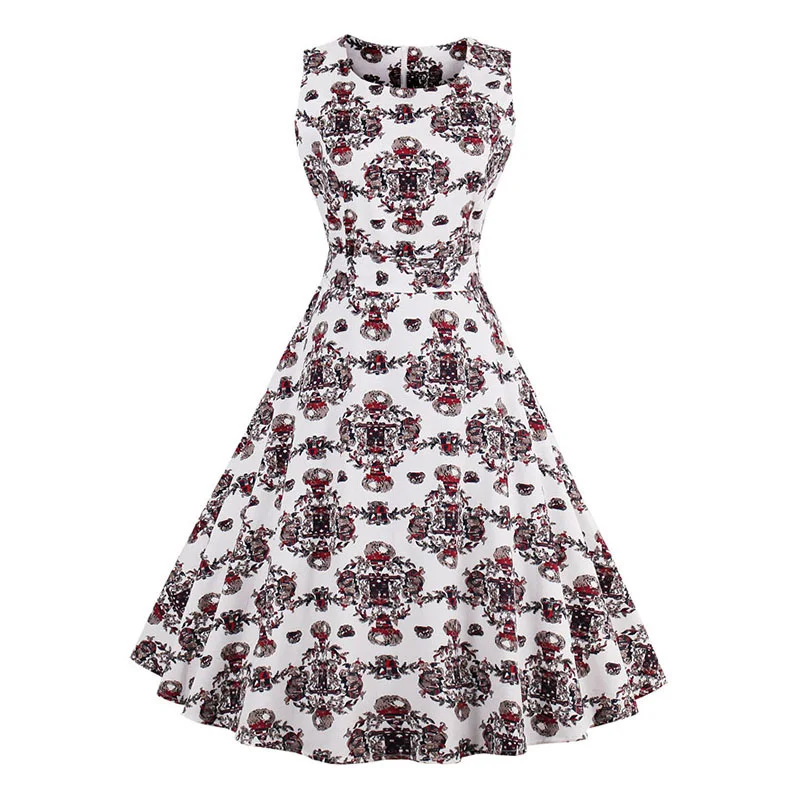 MoYan Flamingo Print Summer Dress Women 2018 Sleeveless Swing 50s Hepburn Vintage Tunic Ukraine Party Dresses Sundress | Женская одежда