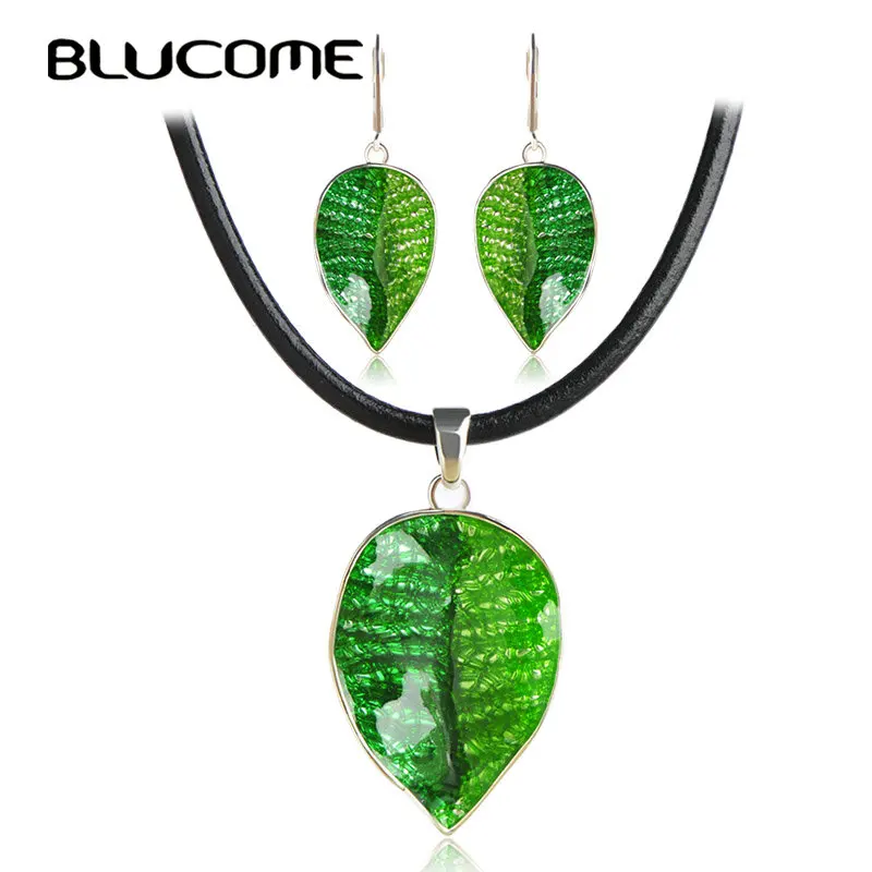 Женский комплект украшений Blucome из колье и сережек с эмалью вечерние серьги