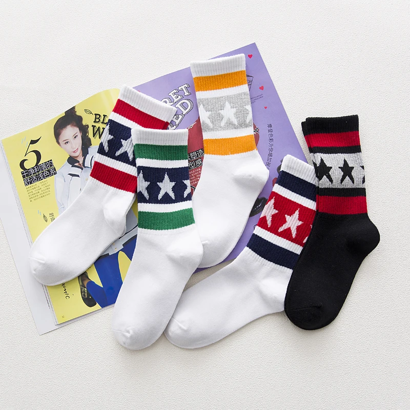 UNIKIWI. Шикарные женские носки в стиле преппи полоску со звездами для скейтборда