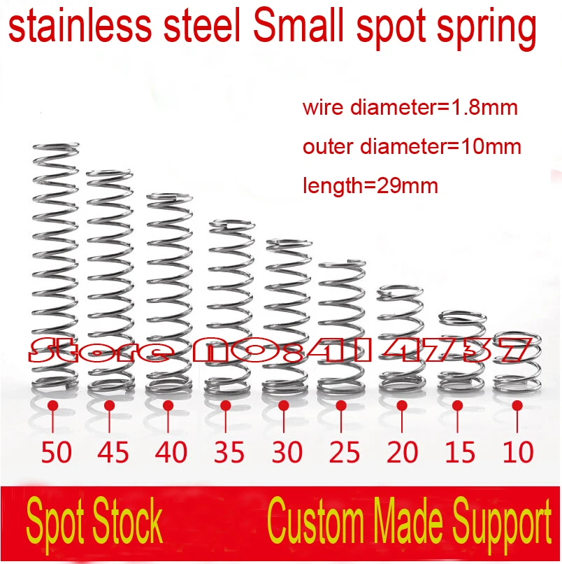 

10pcs 1.8*10*29mm 1.8mm wire stainless steel Small spot spring compression spring pressure spring