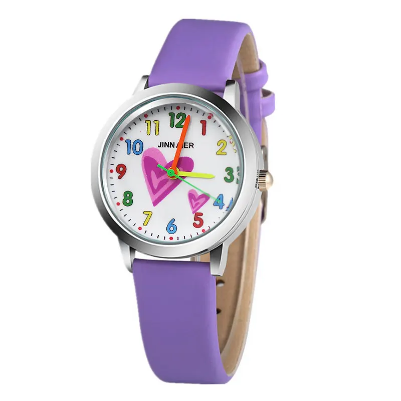 Модные дизайнерские милые детские часы Relojes с мультяшным рисунком в форме сердца