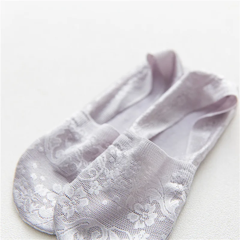 Quality Hot Women Summer Hollow Lace Flower Boart Socks Short Girls No Show Antiskid Thin Transparent Invisible Ankle Sock | Женская