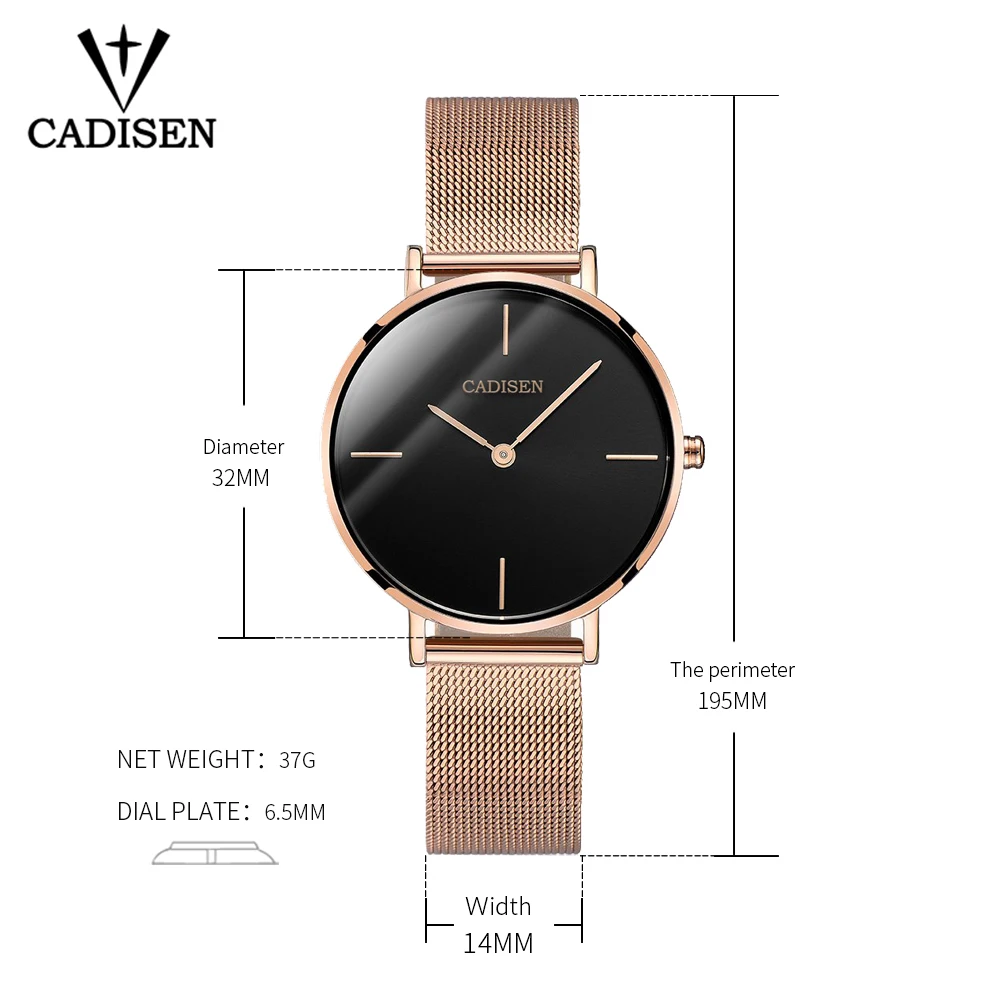 Женские брендовые кварцевые наручные часы CADISEN комплект повседневных платьев