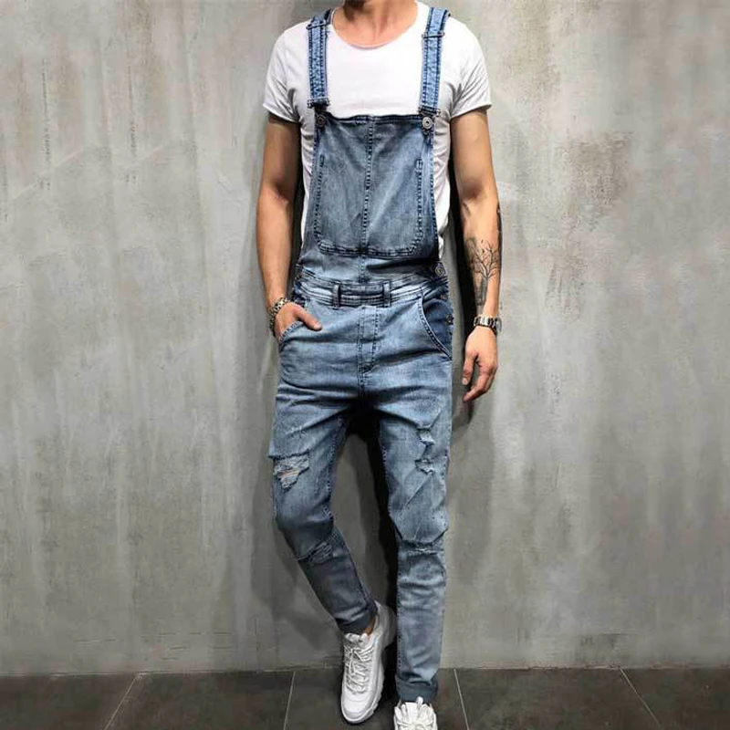 Мужские джинсовые комбинезоны Maxulla весенние на подтяжках уличная одежда