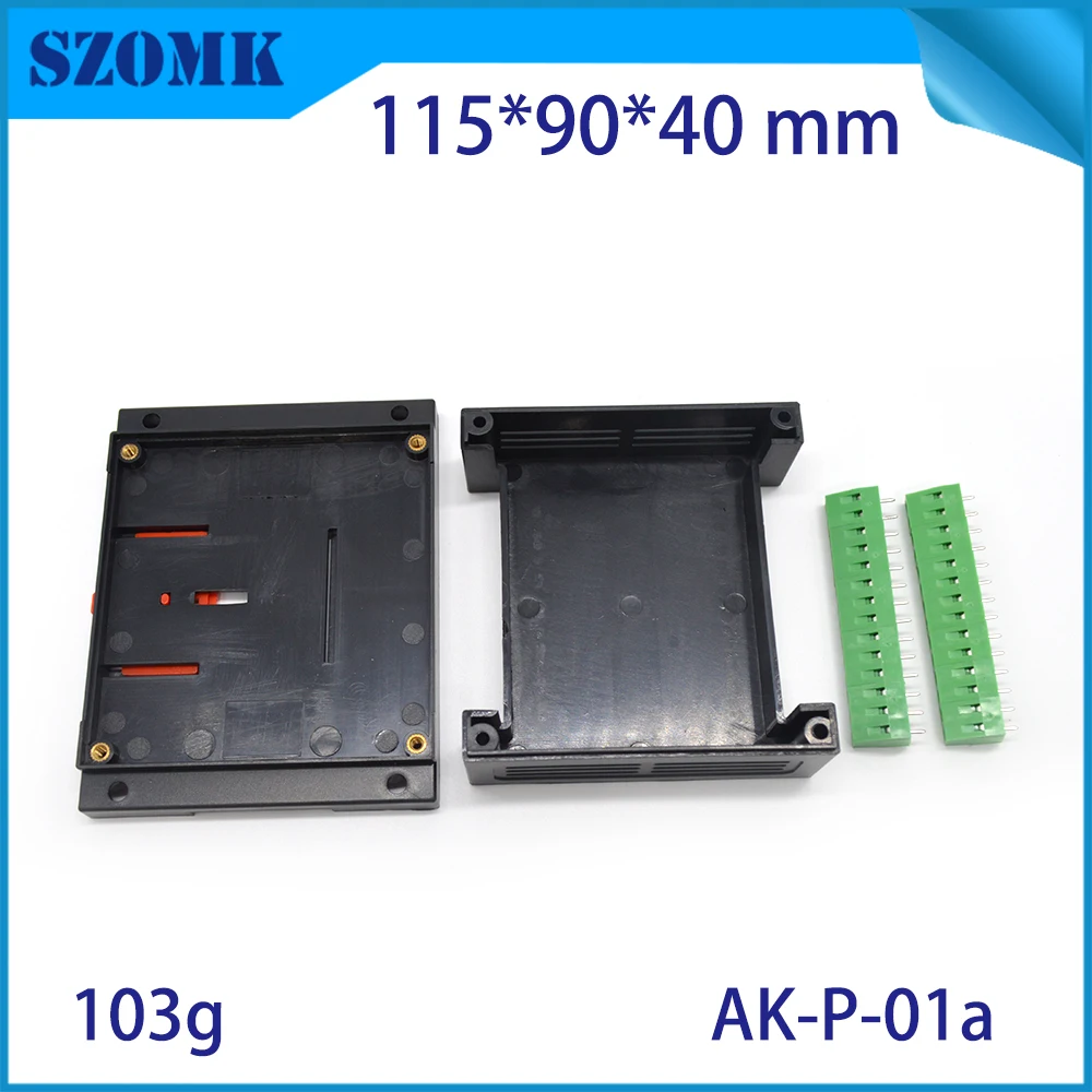 4 шт./лот din rail project box корпус в черном цвете шкафа для diy дизайна 115x90x40 мм с разъемами