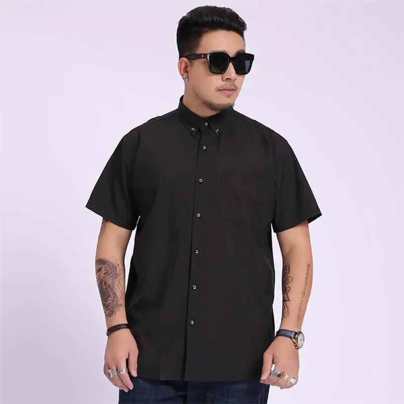 Плюс Размеры 10xl 9xl 8xl 6xl 5xl 4xl Для мужчин рубашка короткий рукав Slim Fit Мужская одежда рубашки мужской одежды социальных Повседневное рубашки для Для мужчин - Цвет: Black