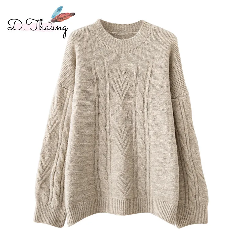 

Autumn Pullover Sweater Women 2019 New Loose Thickening Female Sweater Tops Round Neck Ladies Sweater Cw640