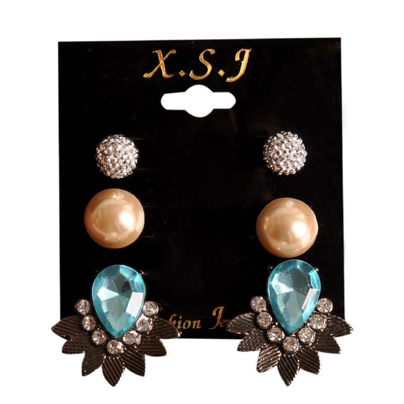 Hot selling fashionable women's jewelry girl boy pearl earrings mixed with 3 pairs /set free shipping. | Украшения и