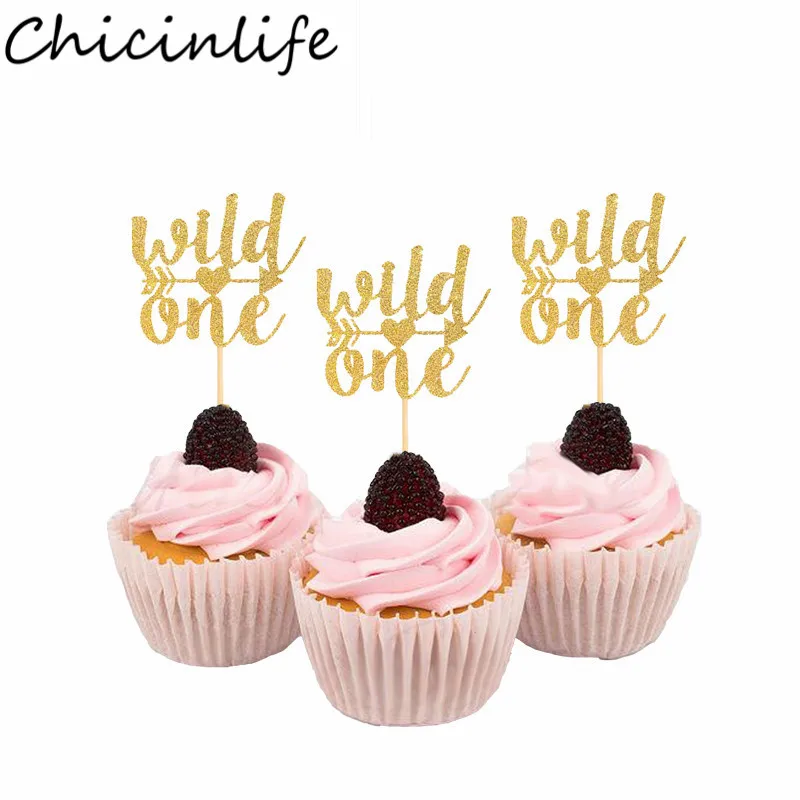 Chicinlife, 1 комплект, Золотой блестящий баннер с надписью «Wild One» для вечеринки в честь Дня рождения ребенка, знак первого дня рождения для мальчиков, украшения для девочек, принадлежности